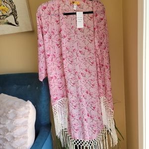 (Dolce Bonita) Pink and White Kimono, Size XL